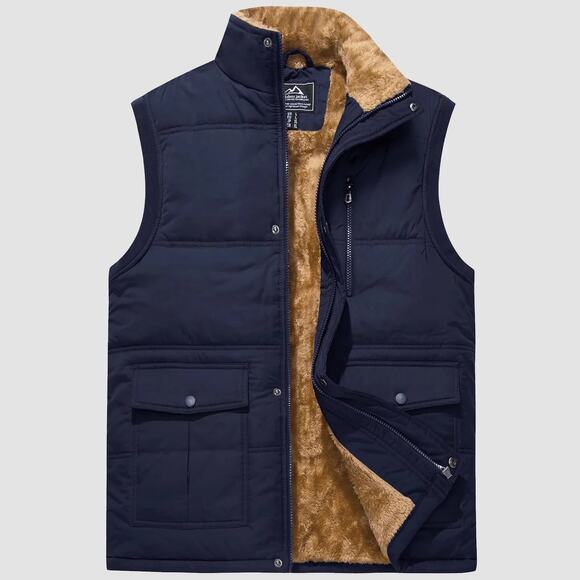 NEW Medium MagcoMsen Fleece-Lined Vest Navy Chore Work Street Barn